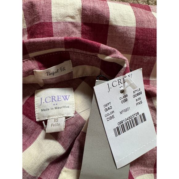 J Crew Womens Plaid Shirt 1/2 Button Perfect Fit Long Sleeve Classic Timeless - Picture 2 of 4